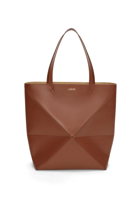 XL Puzzle Fold tote in shiny calfskin