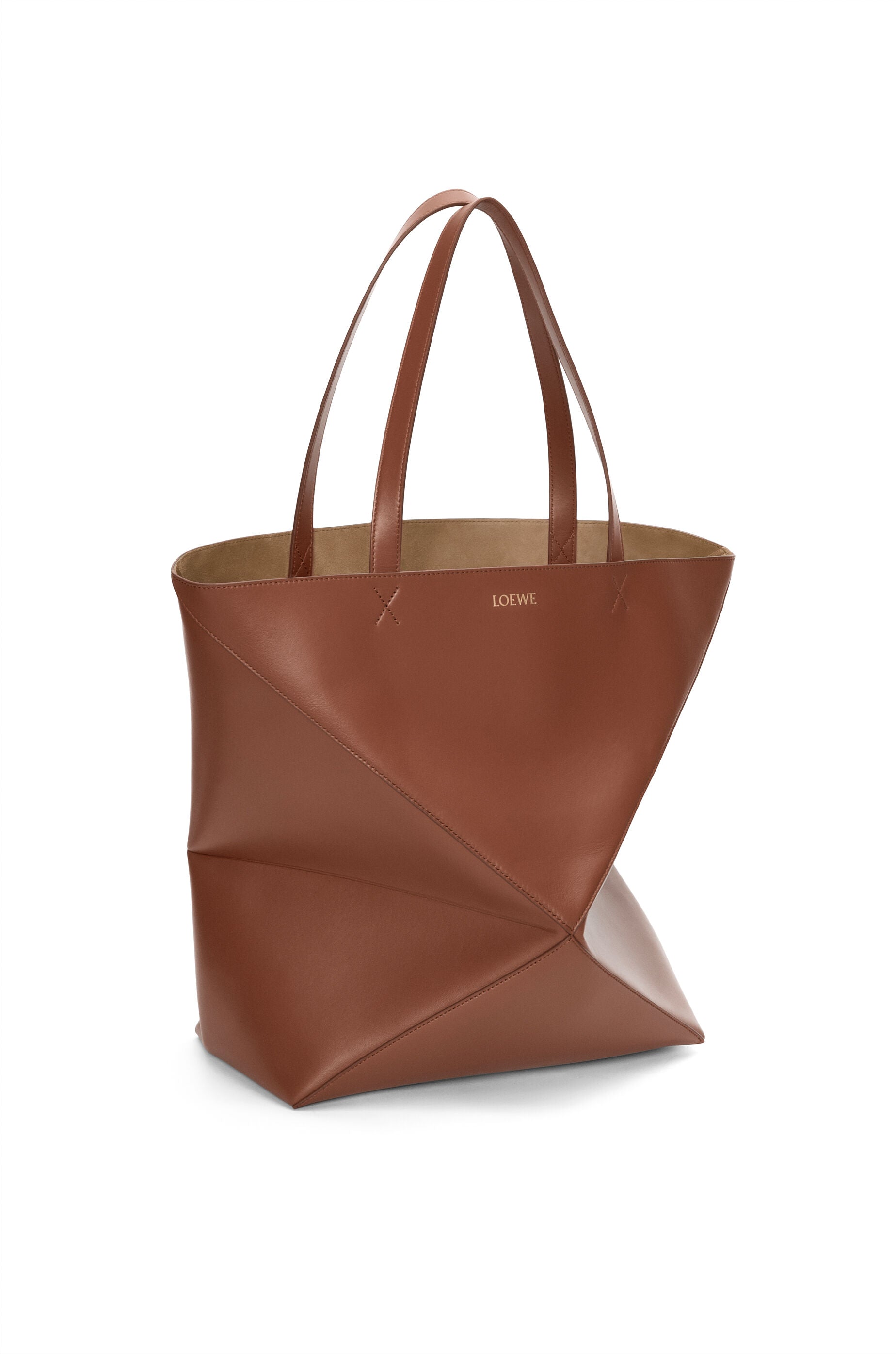 XL Puzzle Fold tote in shiny calfskin - Hall Of Brand