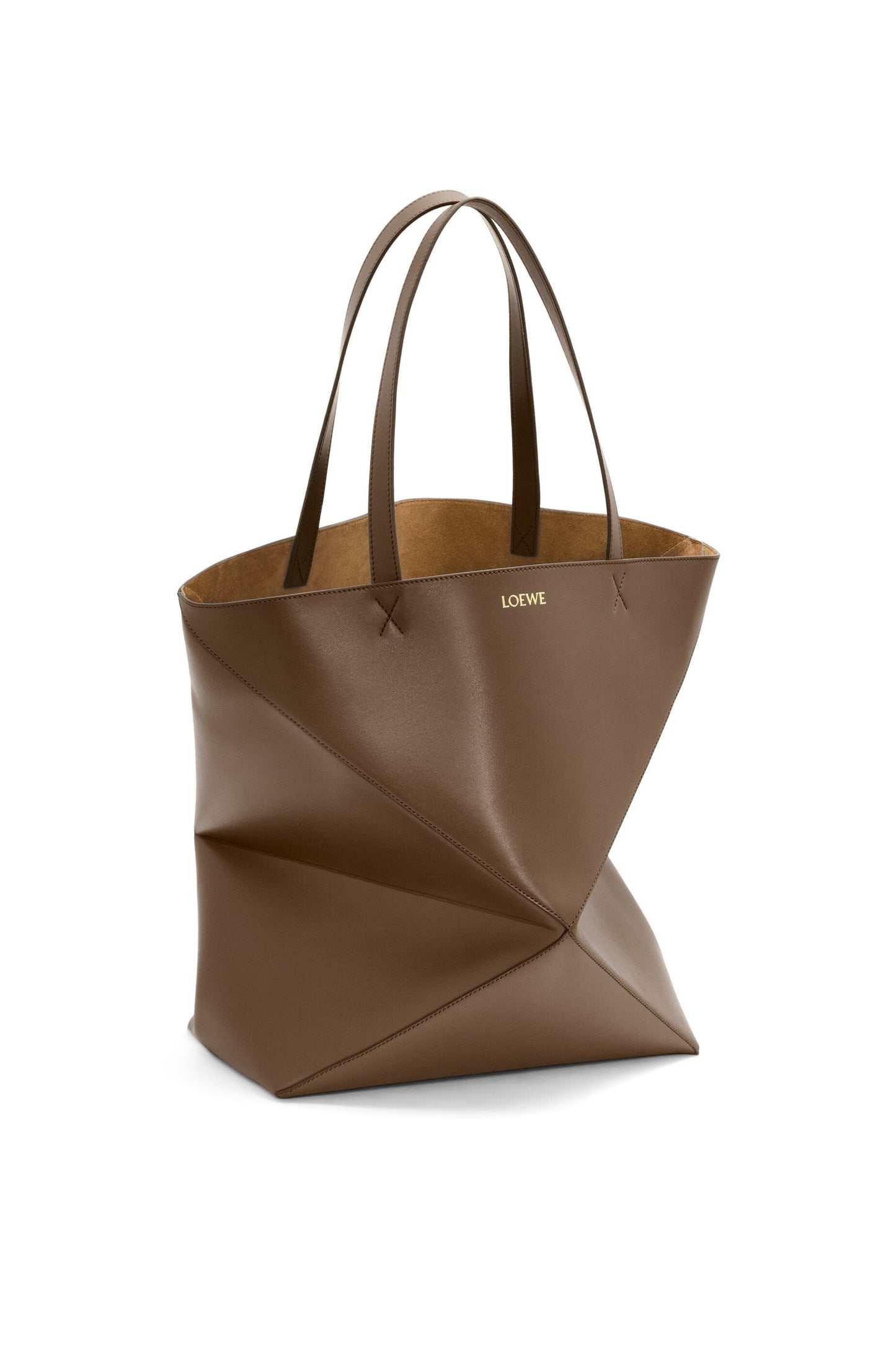 XL Puzzle Fold tote in shiny calfskin