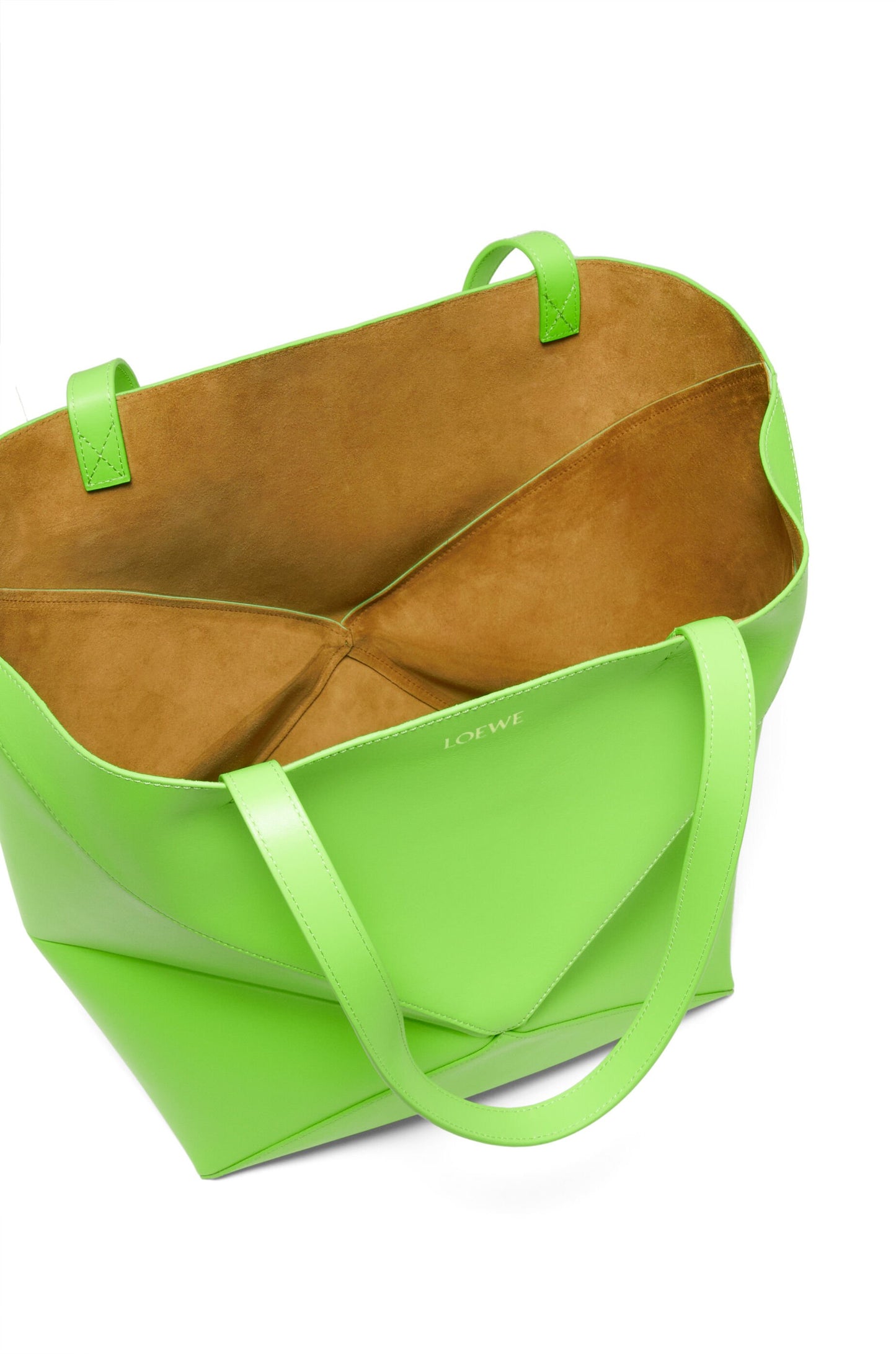 XL Puzzle Fold tote in shiny calfskin