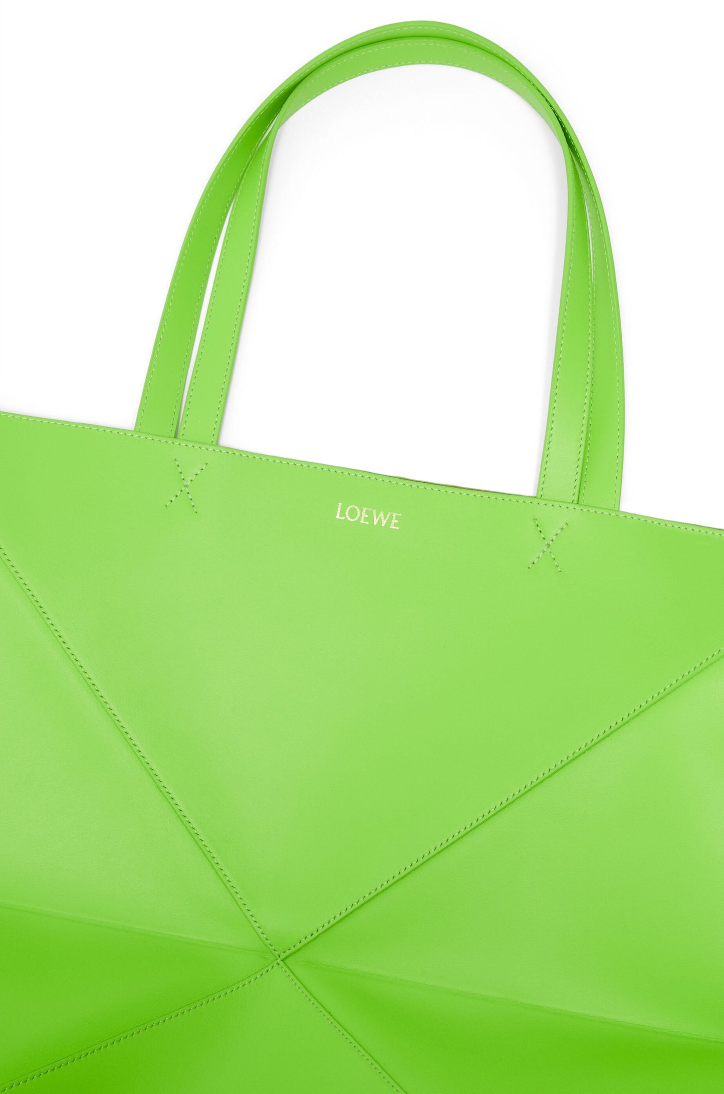 XL Puzzle Fold tote in shiny calfskin