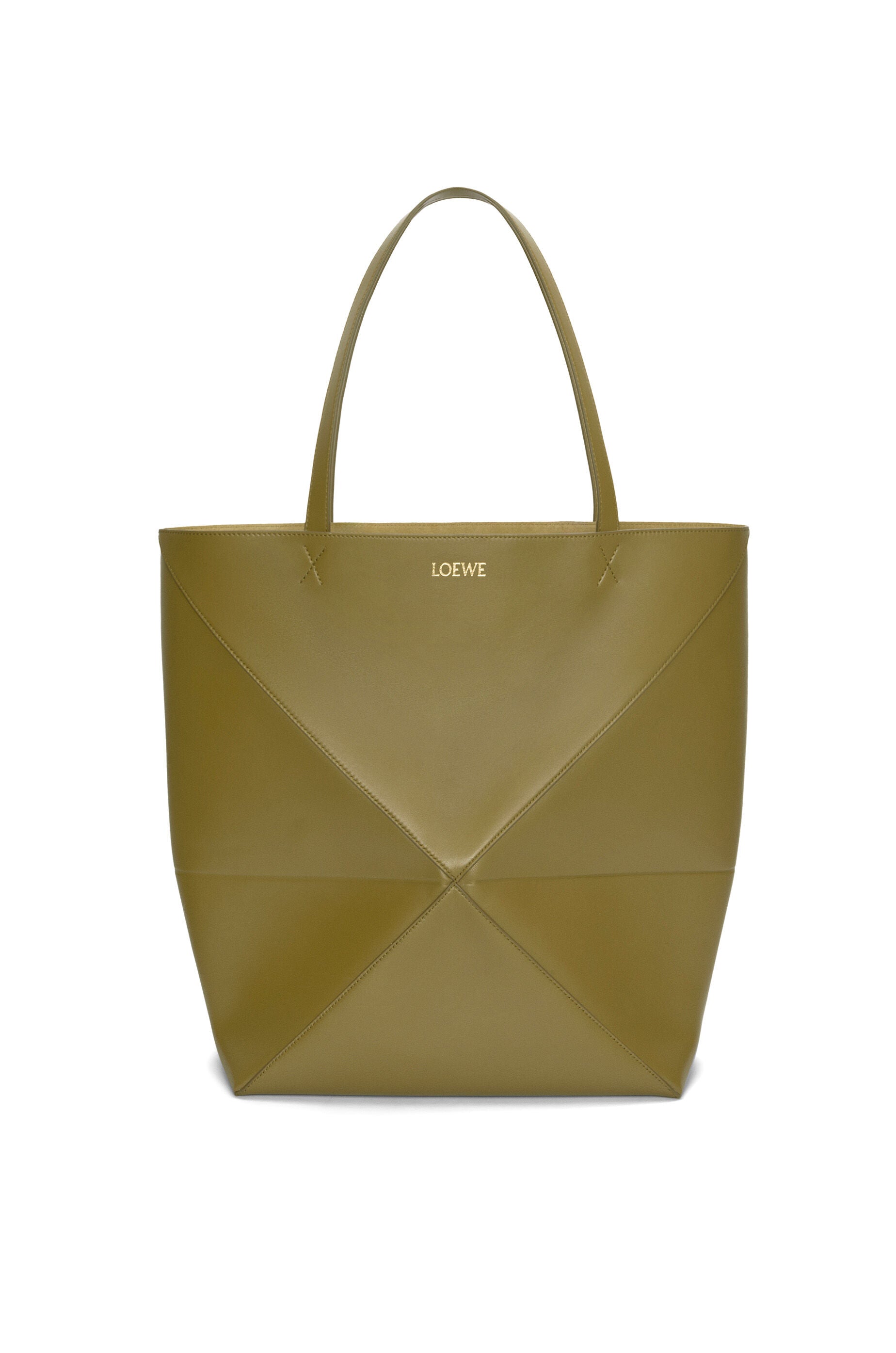 XL Puzzle Fold tote in shiny calfskin - Hall Of Brand