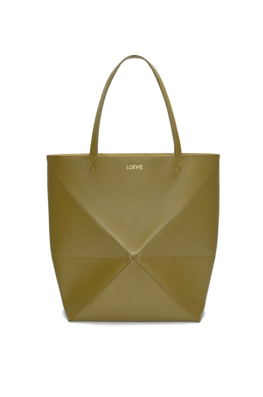 XL Puzzle Fold tote in shiny calfskin