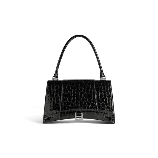 Hourglass hinge medium handbag crocodile embossed