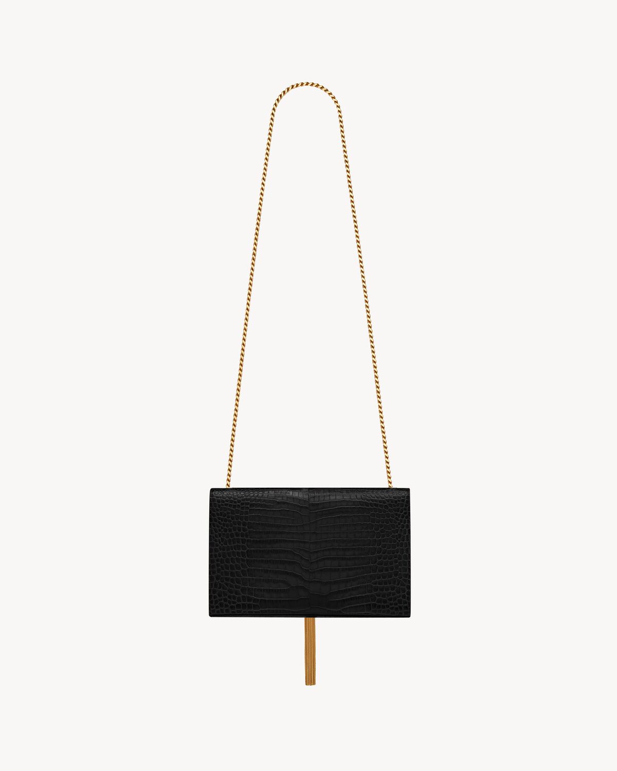 Kate medium tassel in crocodile-embossed leather