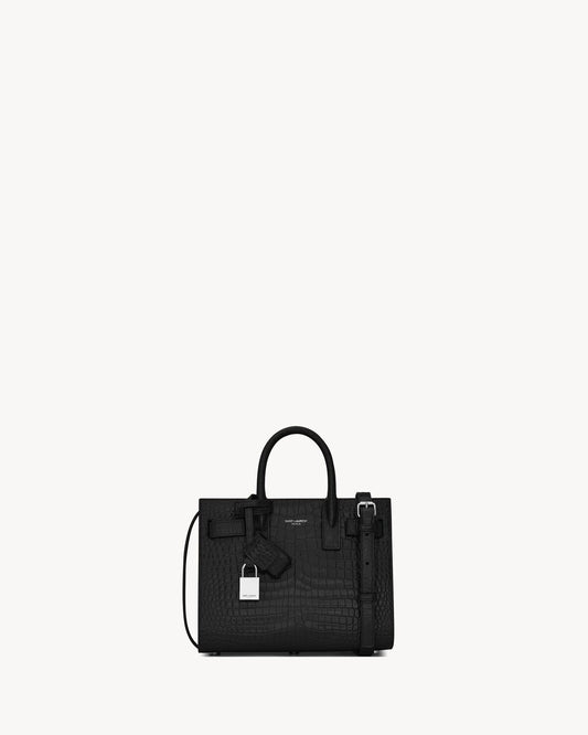 Sac de jour in crocodile embossed leather - nano