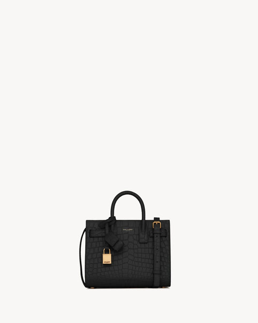 Sac de jour in crocodile embossed leather - nano