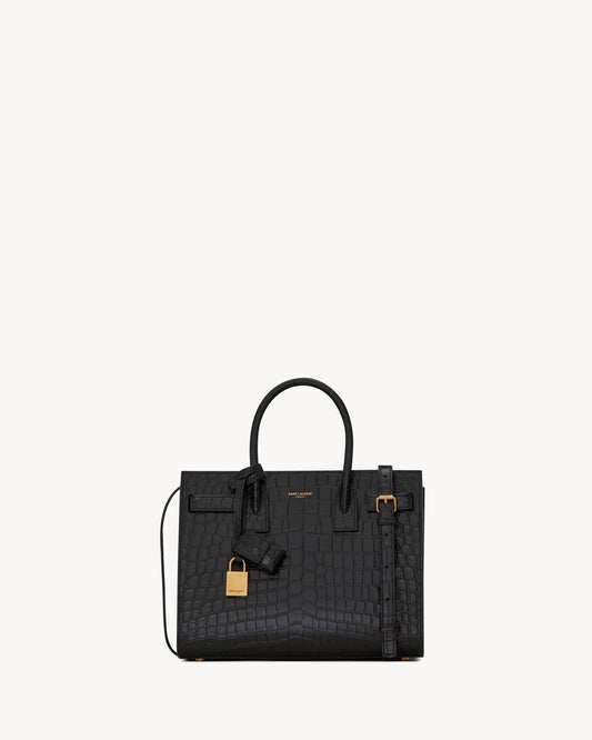 Sac de jour in crocodile embossed leather - baby