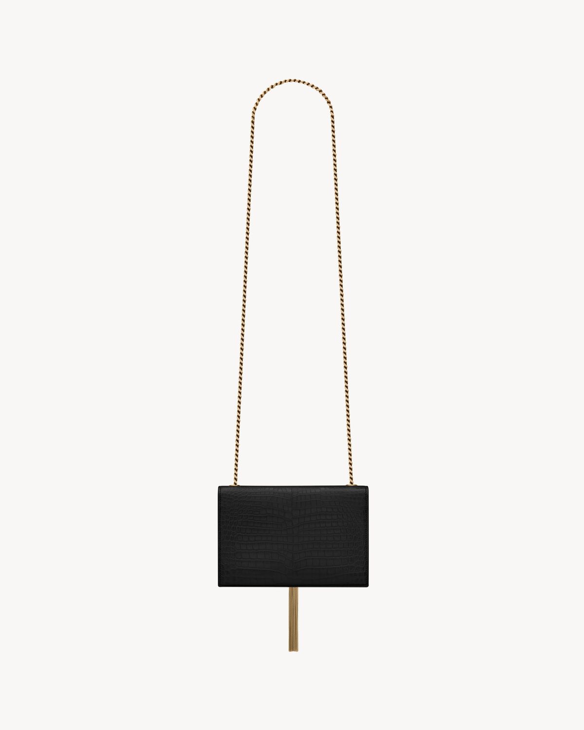 Kate small tassel in crocodile-embossed leather