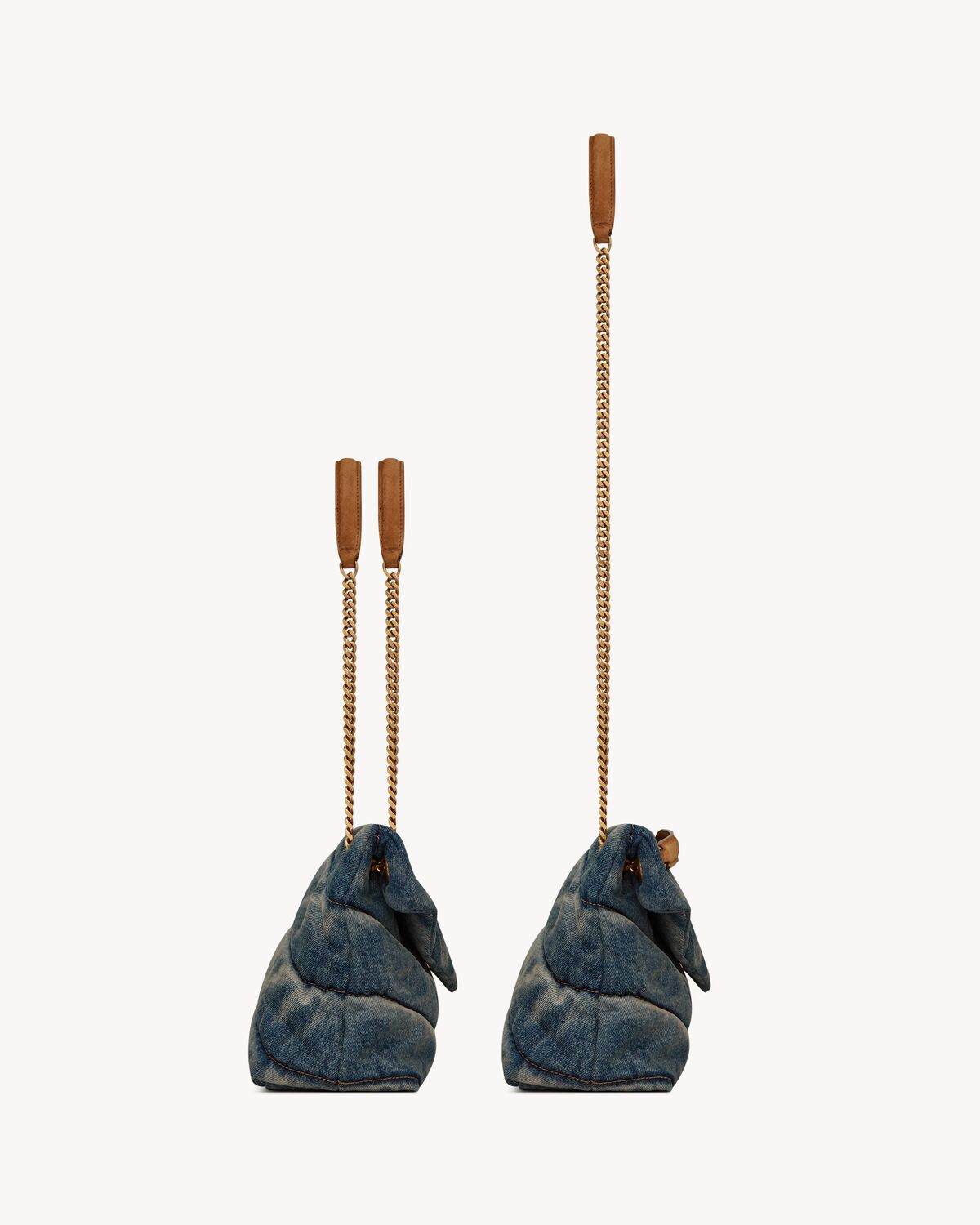 Puffer small in suede and denim