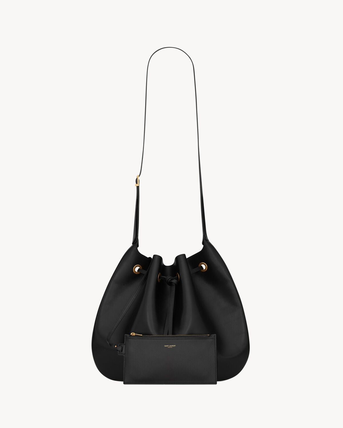 Paris vii large flat hobo bag in smooth leather