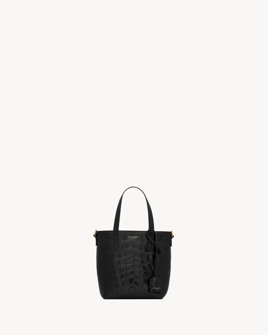 Saint laurent toy shopping bag in crocodile-embossed leather