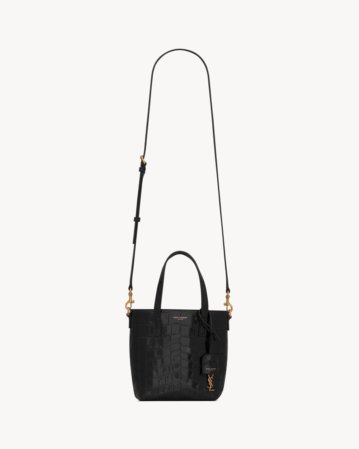 Saint laurent toy shopping bag in crocodile-embossed leather