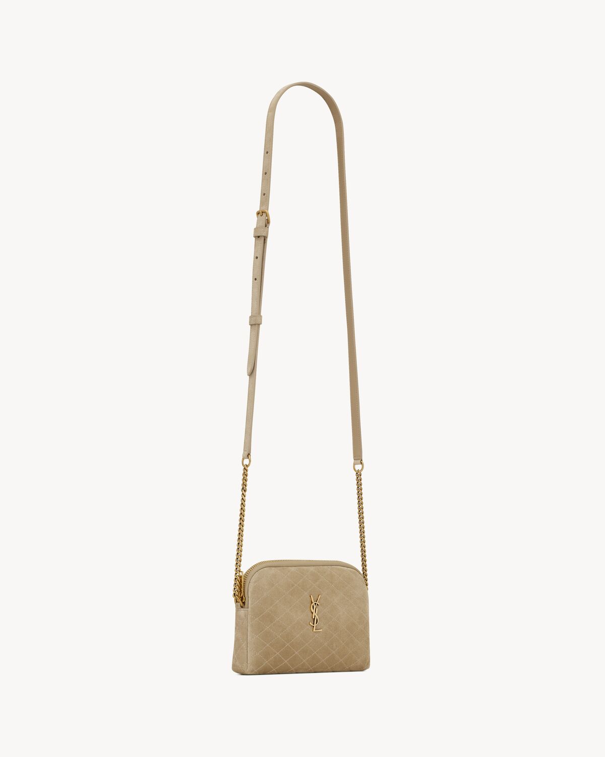 Gaby zipped pouch in quilted suede